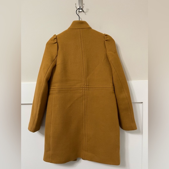 Zara Wool Mid-Length Mustard Orange Peacoat Size Small - Picture 5 of 9